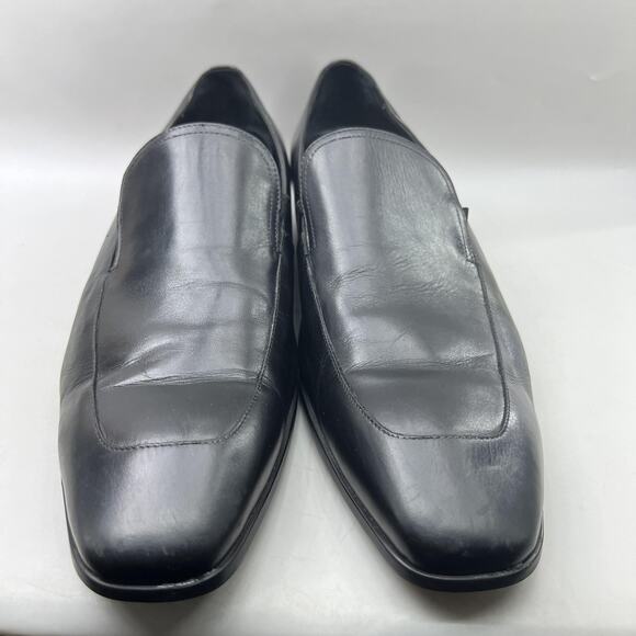 BOSS Hugo Boss Slip On Loafers Men Size 13 Black Leather Apron Toe Comfort Shoes - Picture 2 of 12
